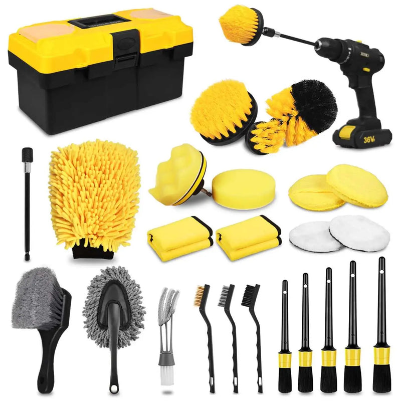 27 Pcs Car Detailing Kit, Car Detailing Brush Set, Auto Detailing Drill Brush Set, Detailing Brushes ,Accessories, Car Cleaning Tools Kit Car Care Kit